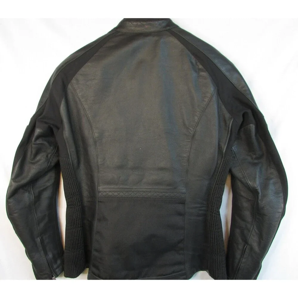 Triumph Leather Motorcycle Jacket Mens Medium Black Insulated Padded Lined - Picture 3 of 16
